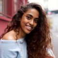 woman with long wavy brown hair