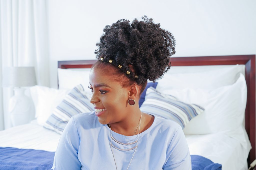 matric dance hairstyles: accessorised pineapple updo