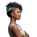 relaxed natural hair wedding hairstyle with accessory