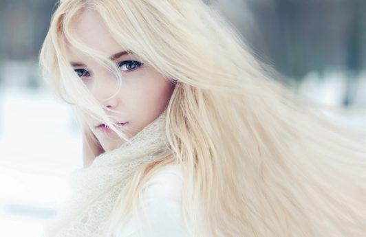 woman with long platinum blonde hair