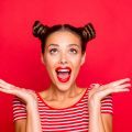 woman with space buns hairstyle