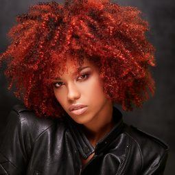 woman with bright red natural hair