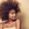 woman with curly brown hair