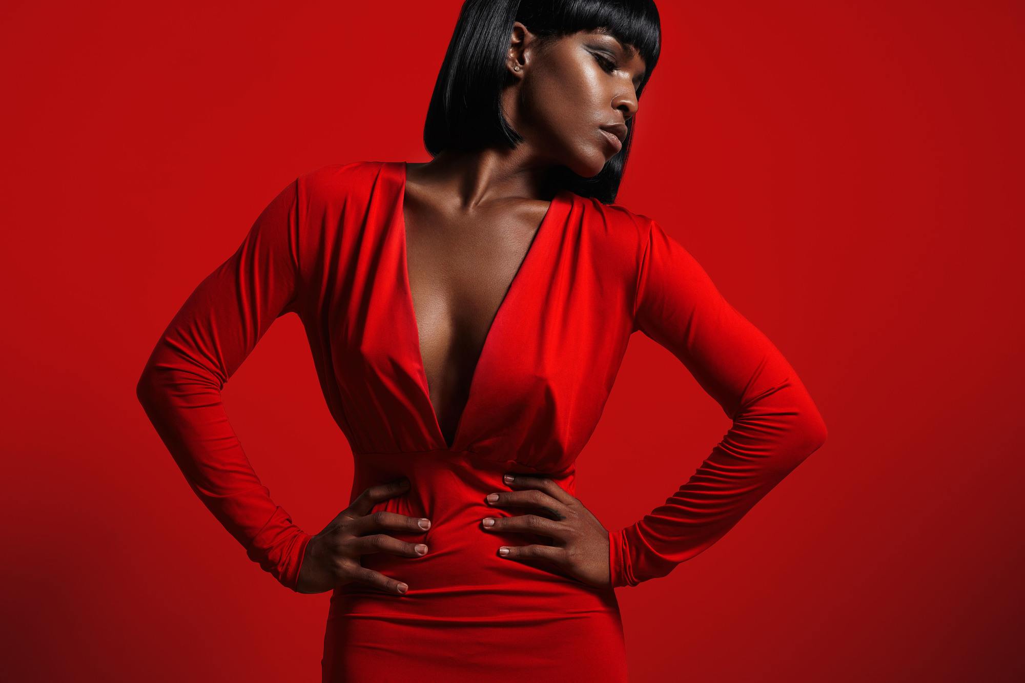 woman with a sleek bob and fringe hairstyle