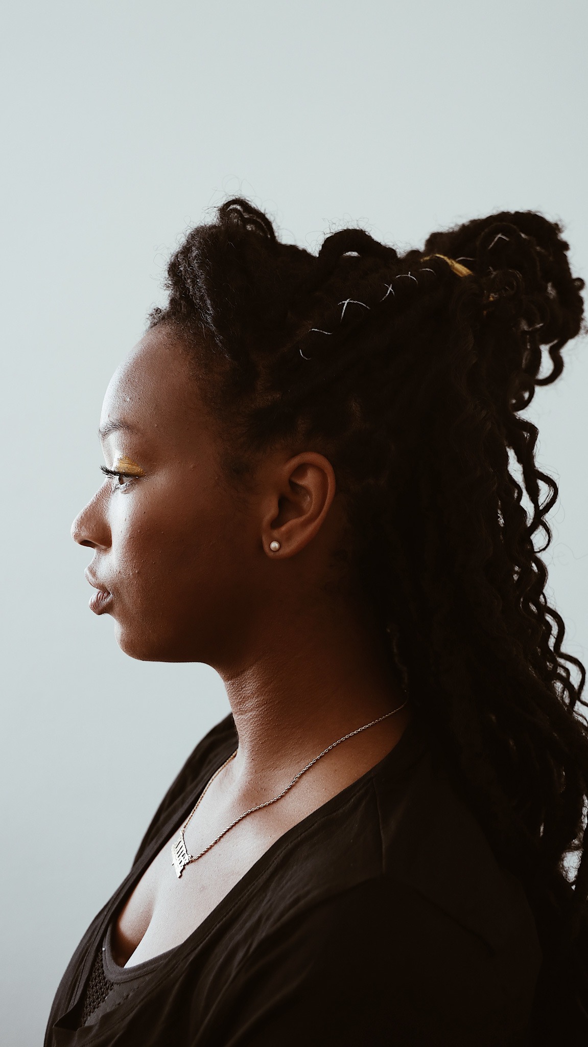 Women with braided messy bun