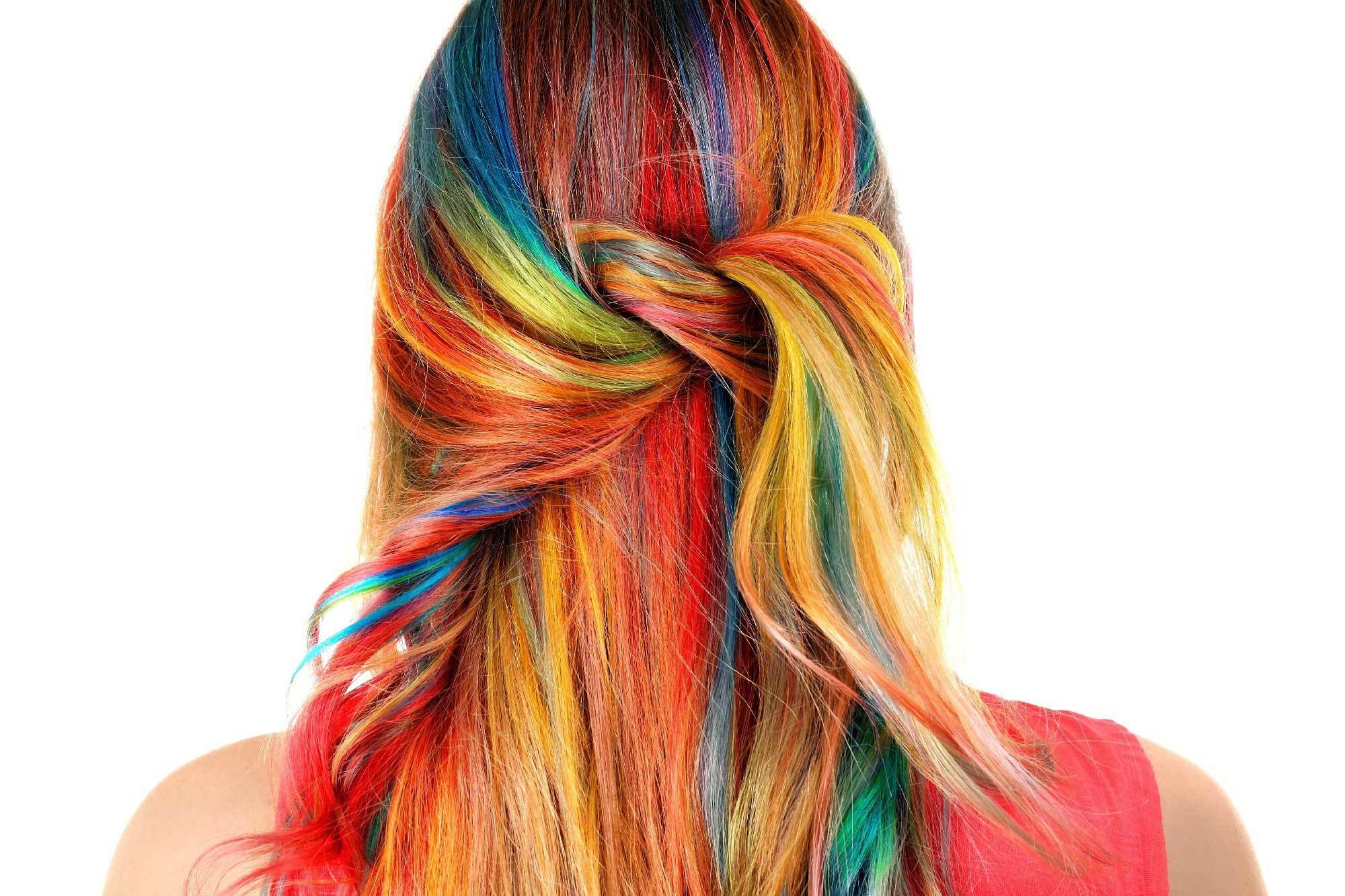 woman with colourful long hair in a twist hairstyle