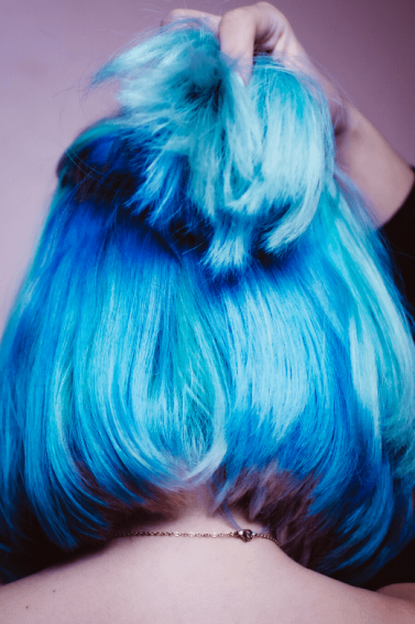 woman with blue hair bob hairstyle
