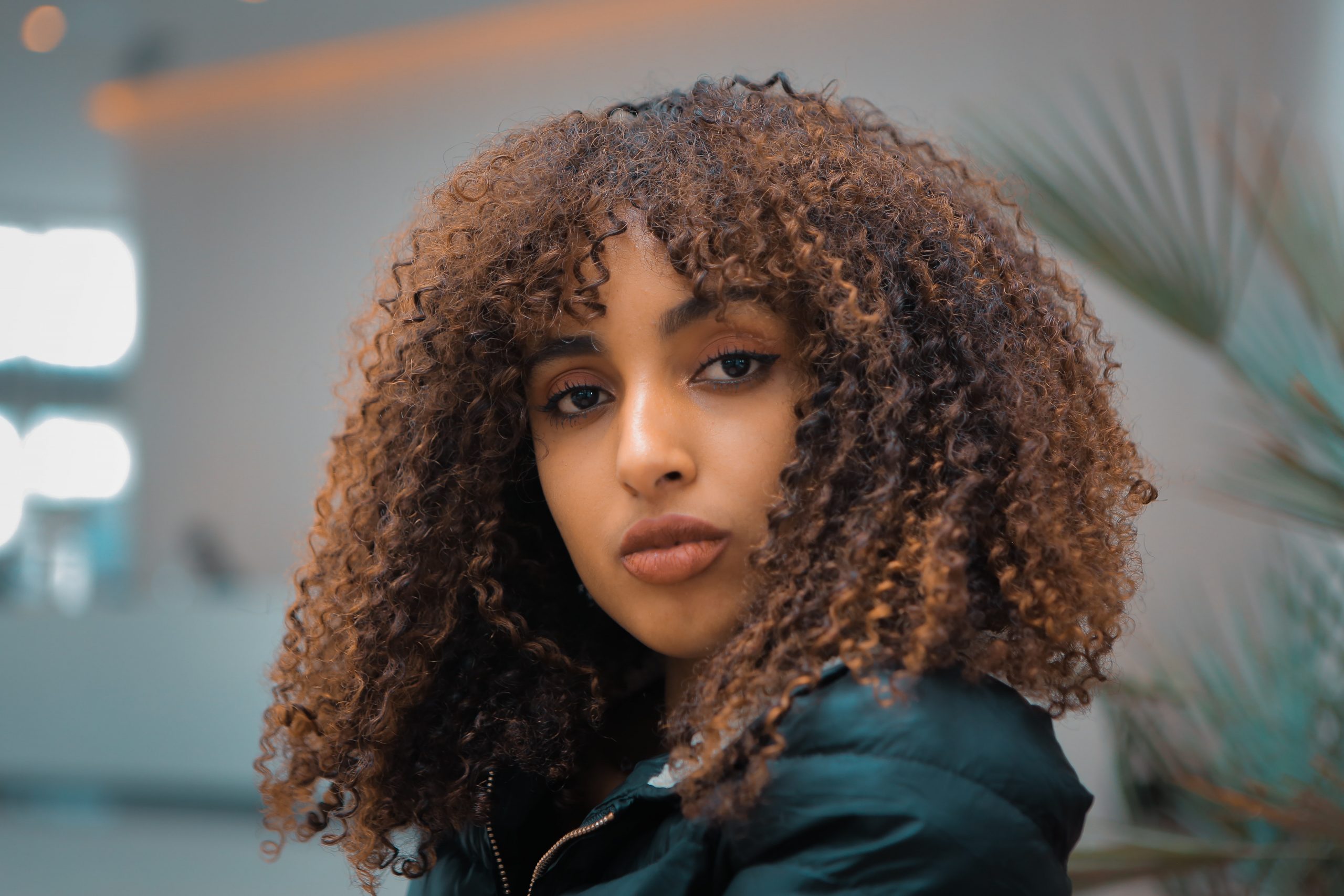 woman with thick naturally curly hair
