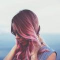 woman with ombre pink hair