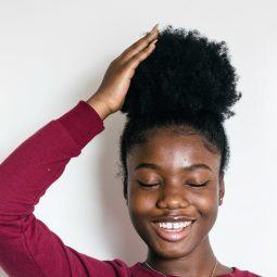 woman with a high puff hairstyle
