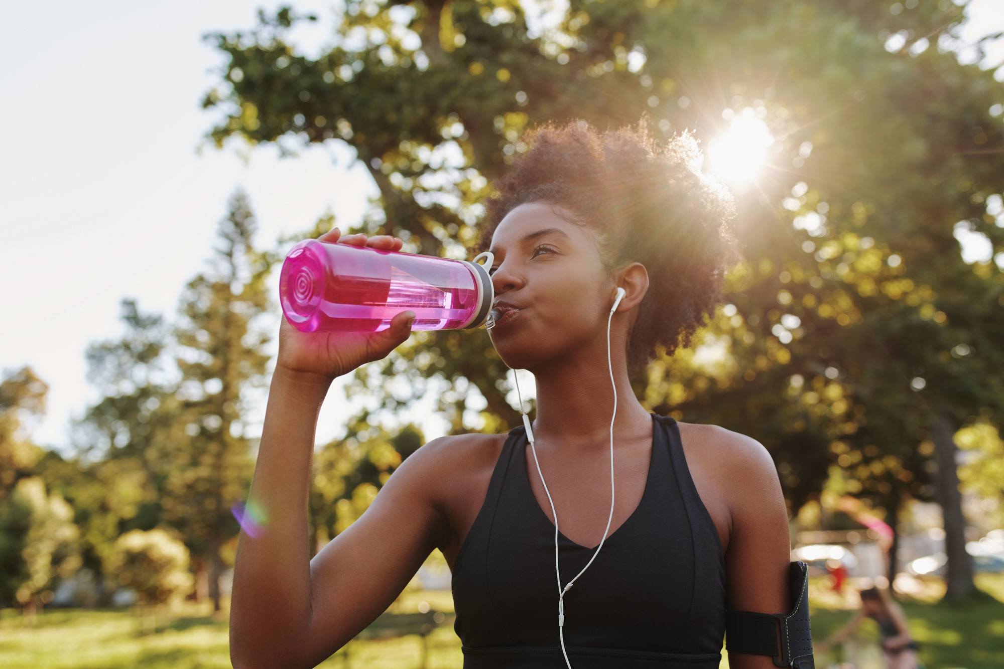 healthy woman drinking water