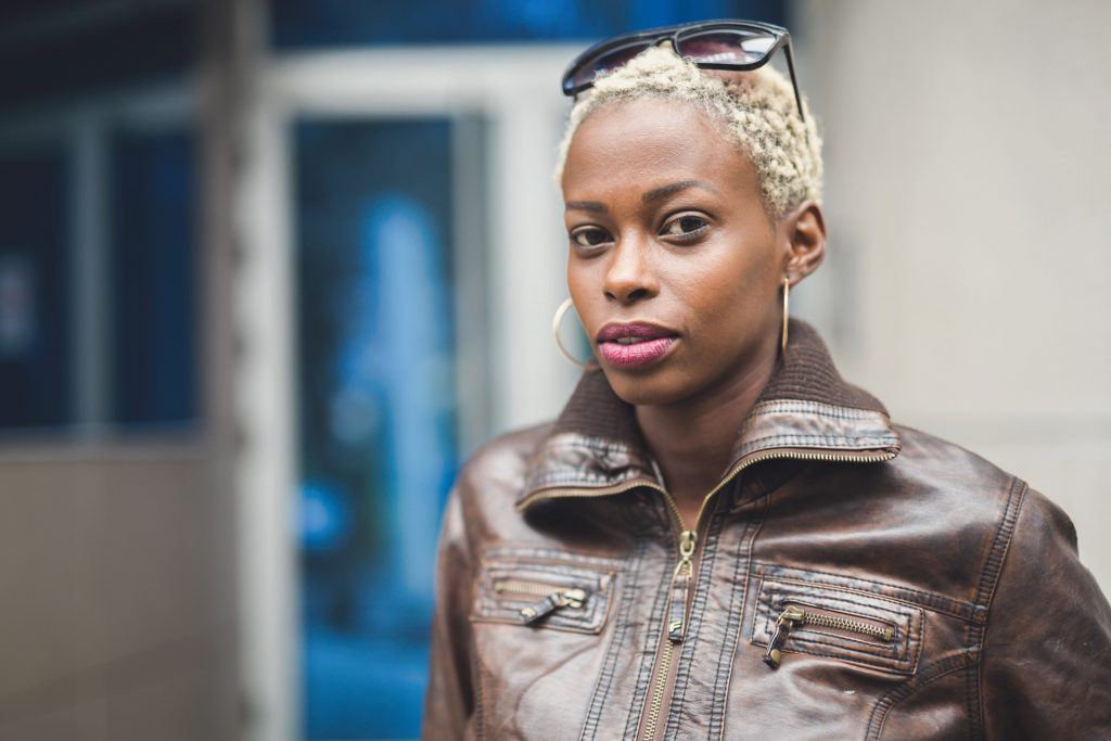 Woman with ash blonde hair as a summer shade