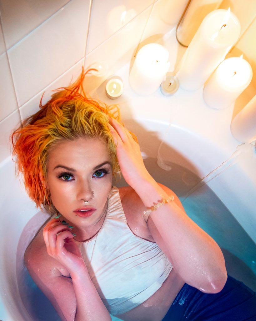 Woman with yellow and orange hair