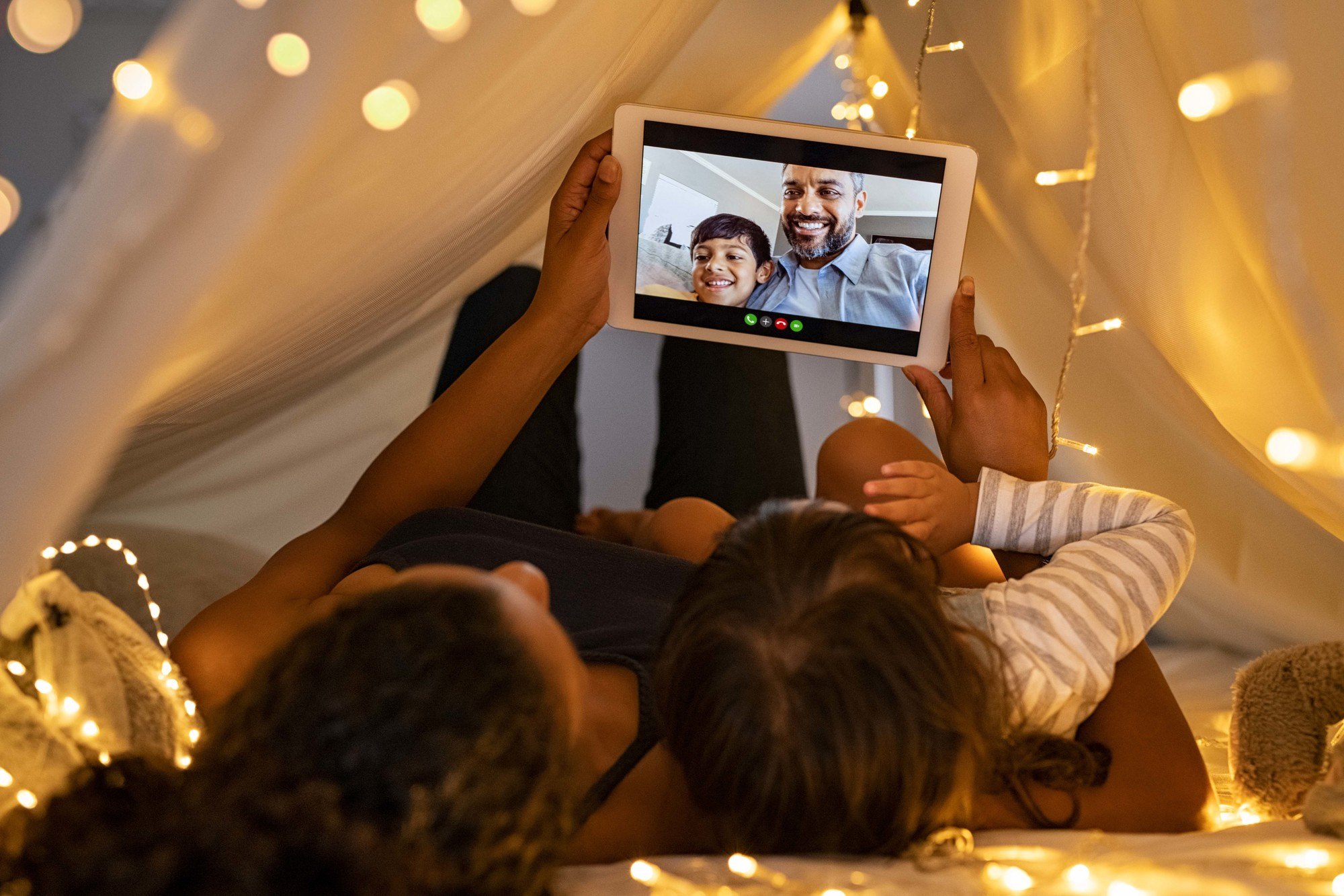 Mother and daughter on a video call