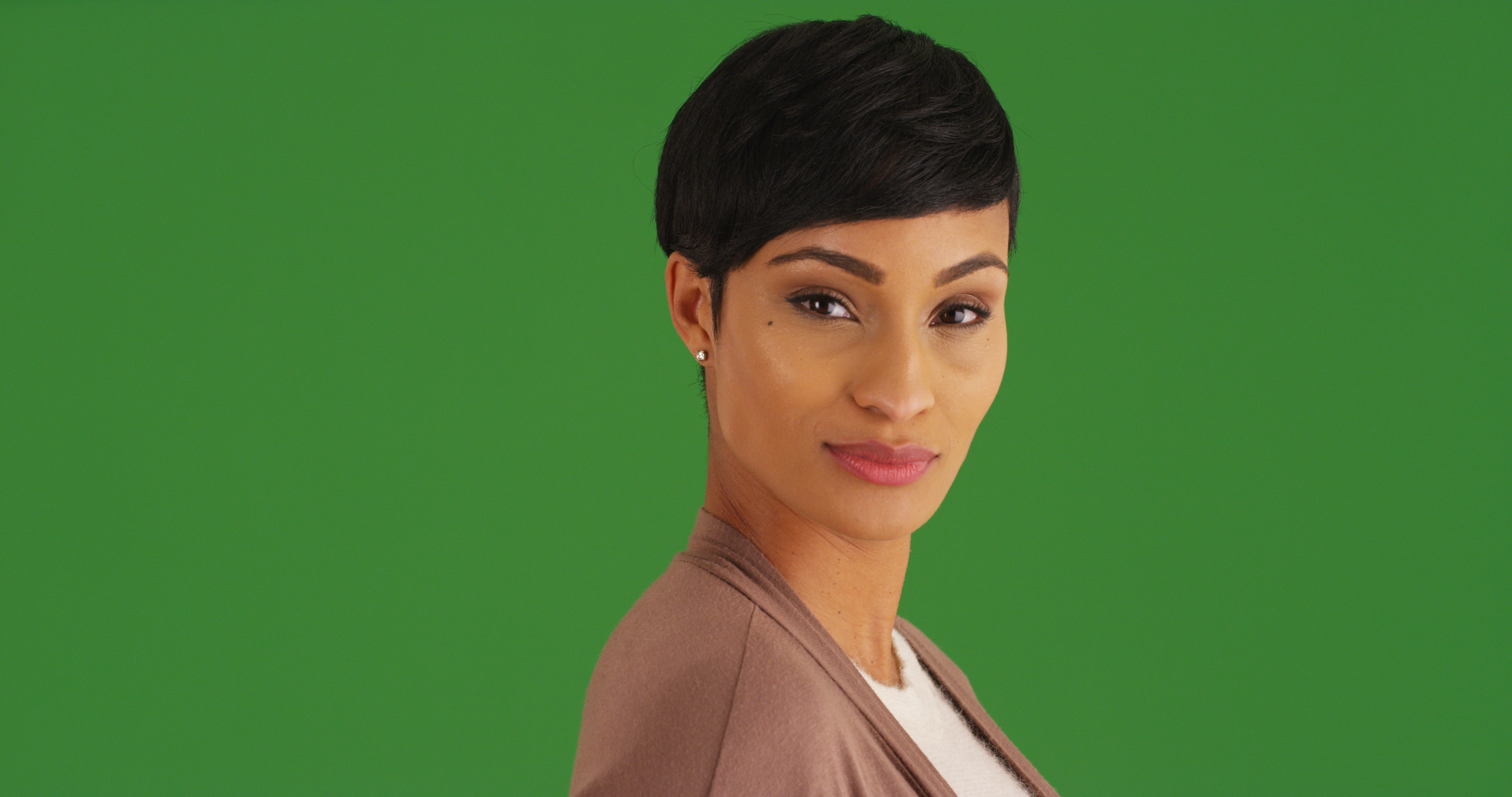 woman with a sleek pixie haircut