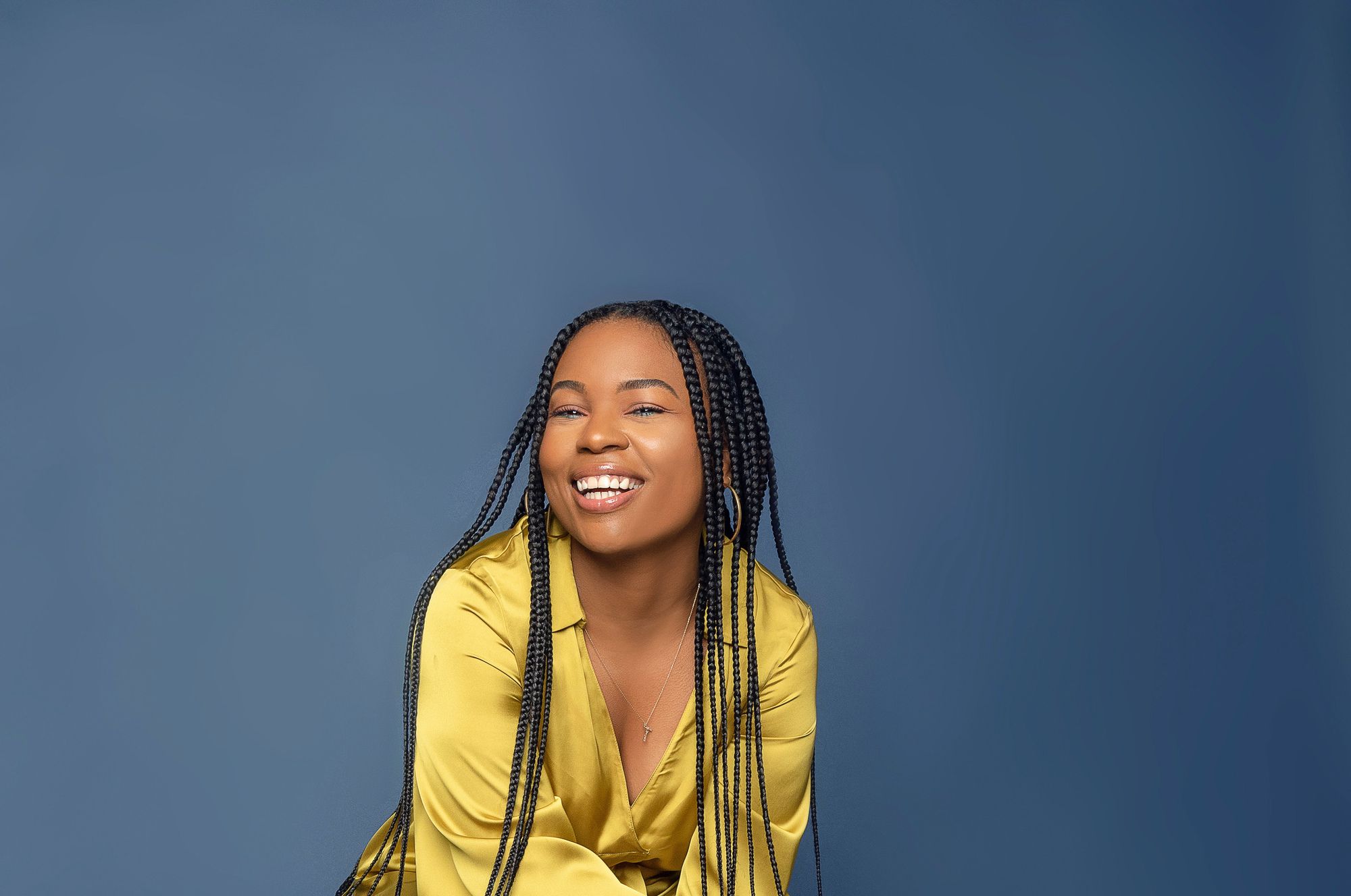 Women with long braided hair