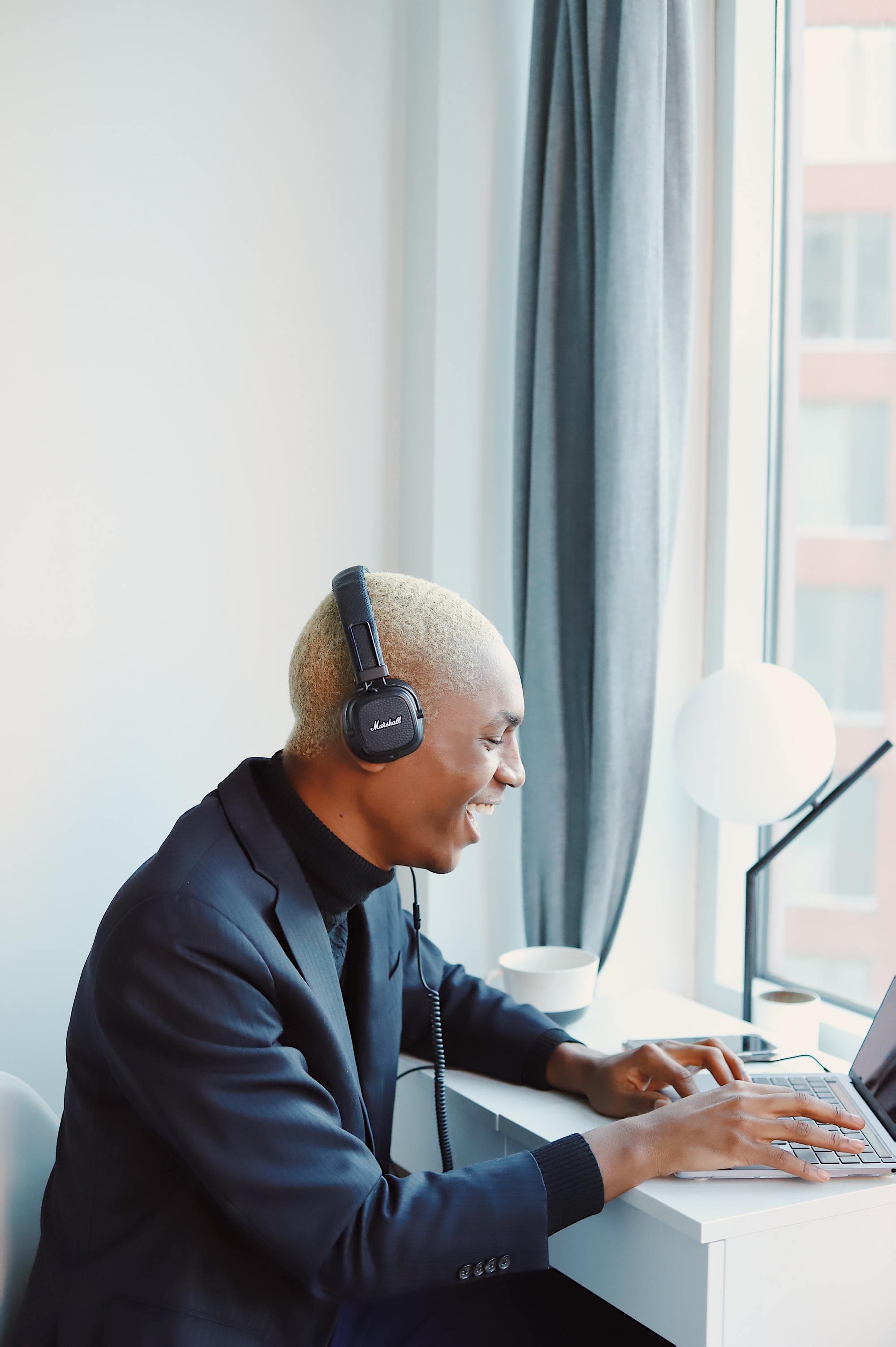 mental health awareness: man wearing headphones