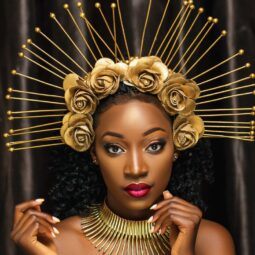 Durban July hair: Elaborate honey gold crown