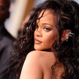 Rihanna con rixos 2C en cabello negro largo