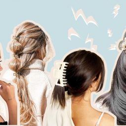 Collage de peinados con pinzas: recogido, suelto con ondas, coleta de burbuja.