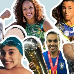 Foto com os atletas: Duda Micucci, Dayanne Silva, Aline Silva, Marta Silva, Bruno Soares e Izzy Cerullo