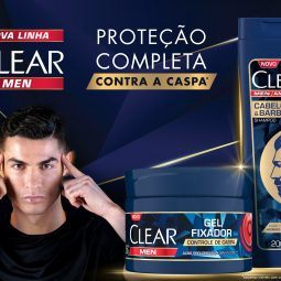 novos produtos clear: shampoo cabelo e barba e gel fixador