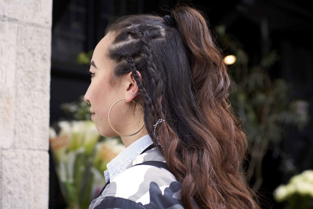 Asian hair half up
