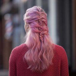 mermaid braid on pink hair