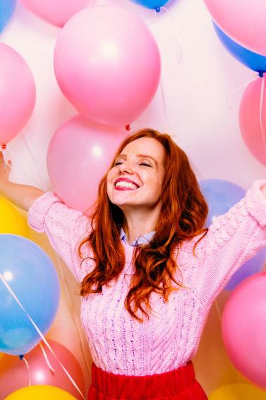 red hair day balloons