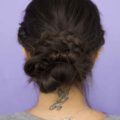 curly hairstyles bun with braid