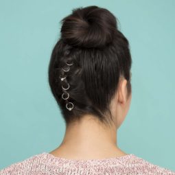 how to create an upside down French braid bun with bling
