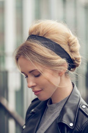 updo blonde hairstyles with headband