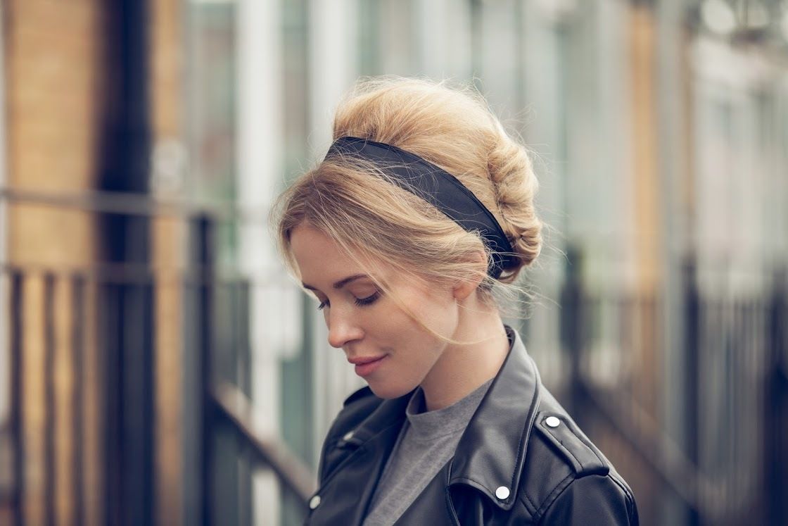 updo blonde hairstyles with headband