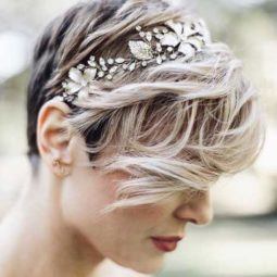 Wedding Pixie Cuts can be styled with gorgeous accessories.