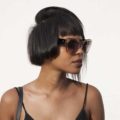 Woman with blunt straight hair