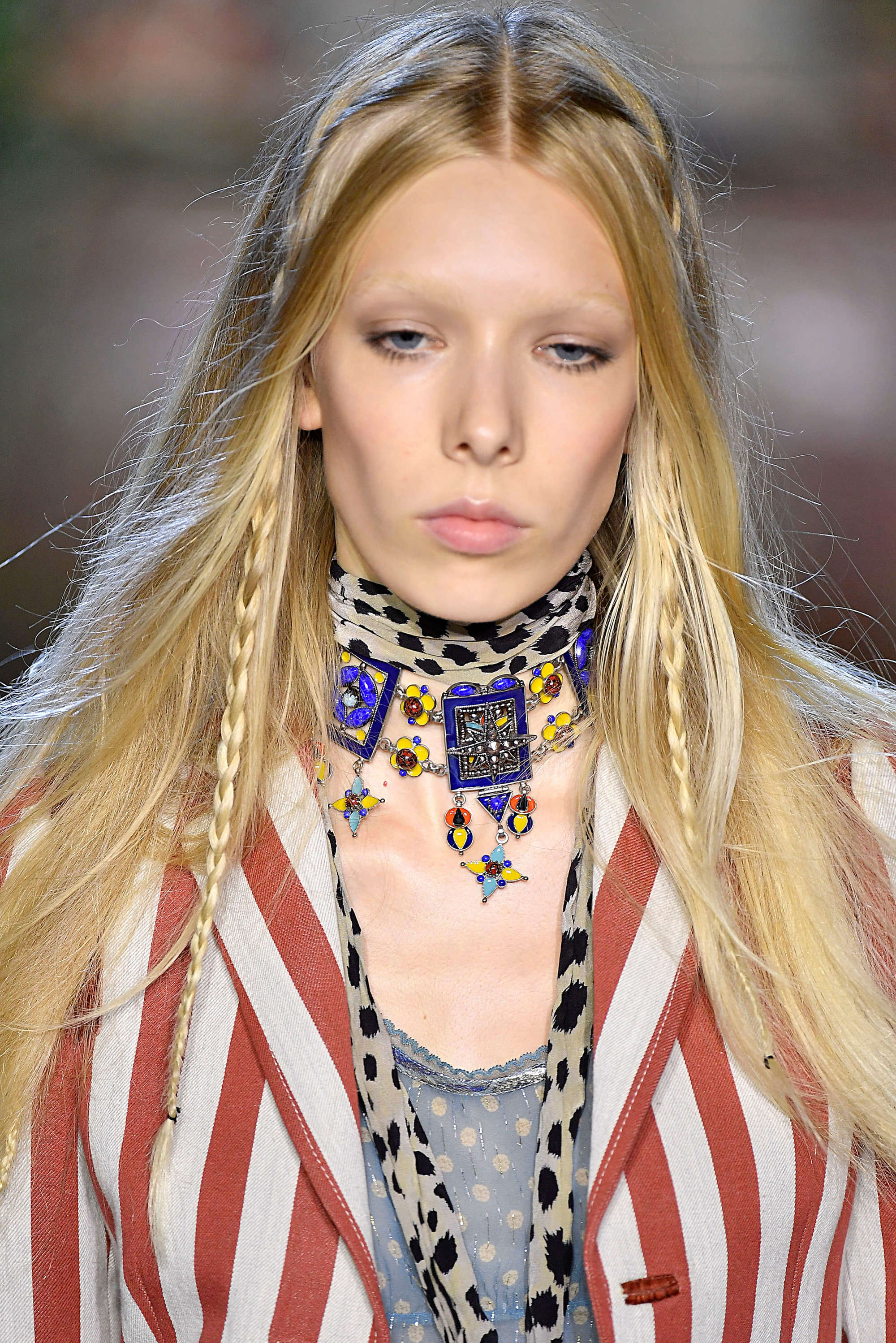 Woman wearing hidden festival braids.
