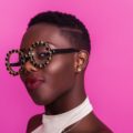 black model with trendy short funky hair