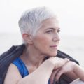 short gray hair in a pixie
