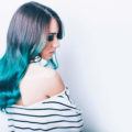 Spring Ombre looks include bold blue color looks.