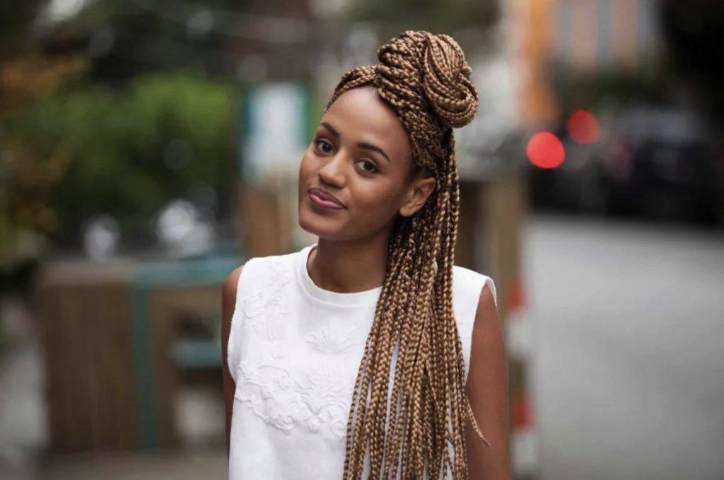 box braid bun