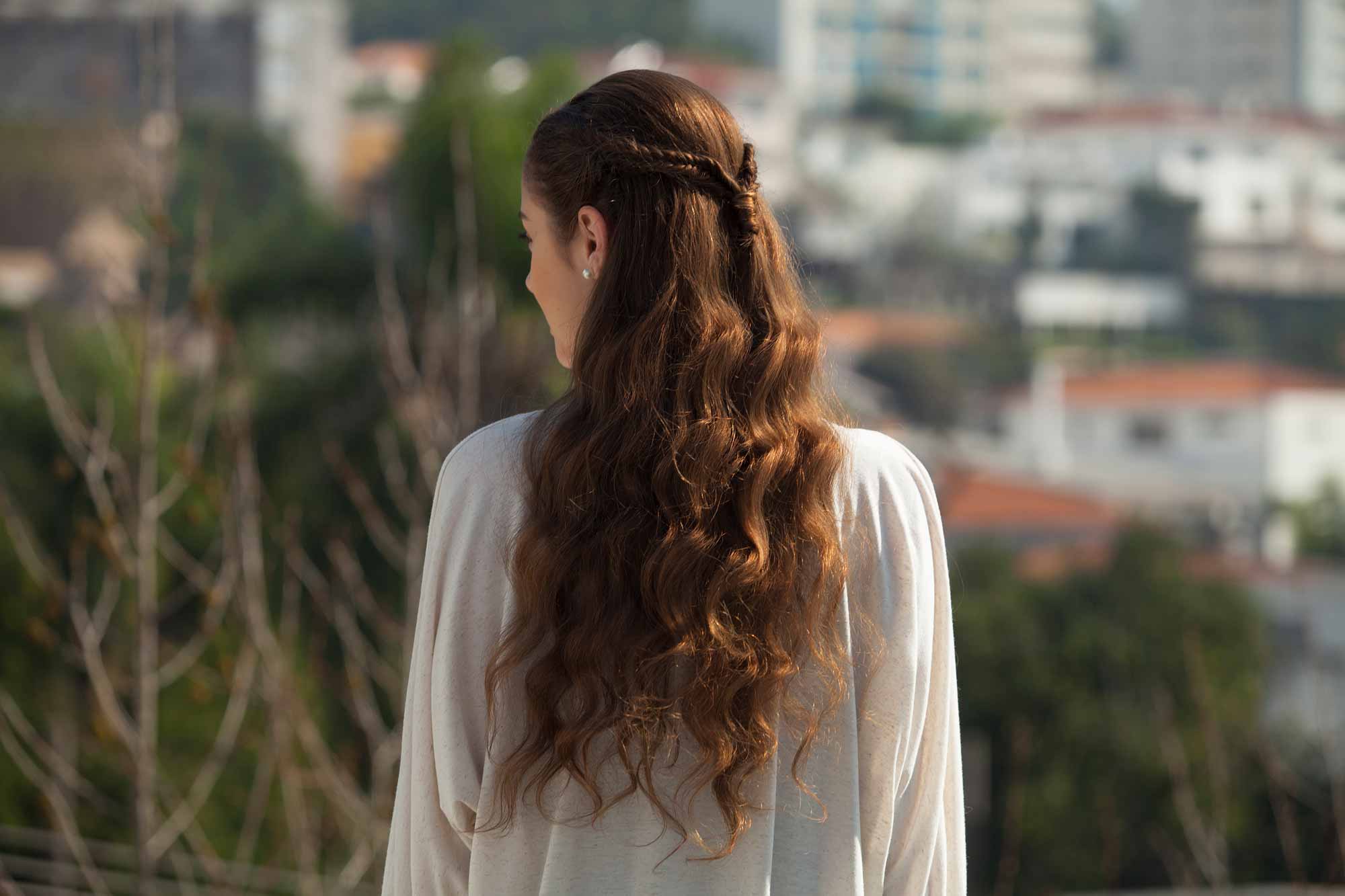hair braiding ideas half-up fishtail braid