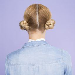 braided bun hairstyles: space buns