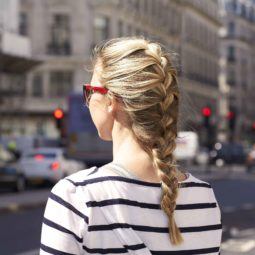 hair braiding with a French braid