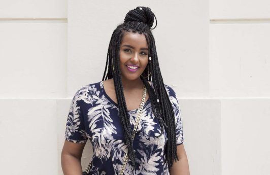 how to style box braids: top knot