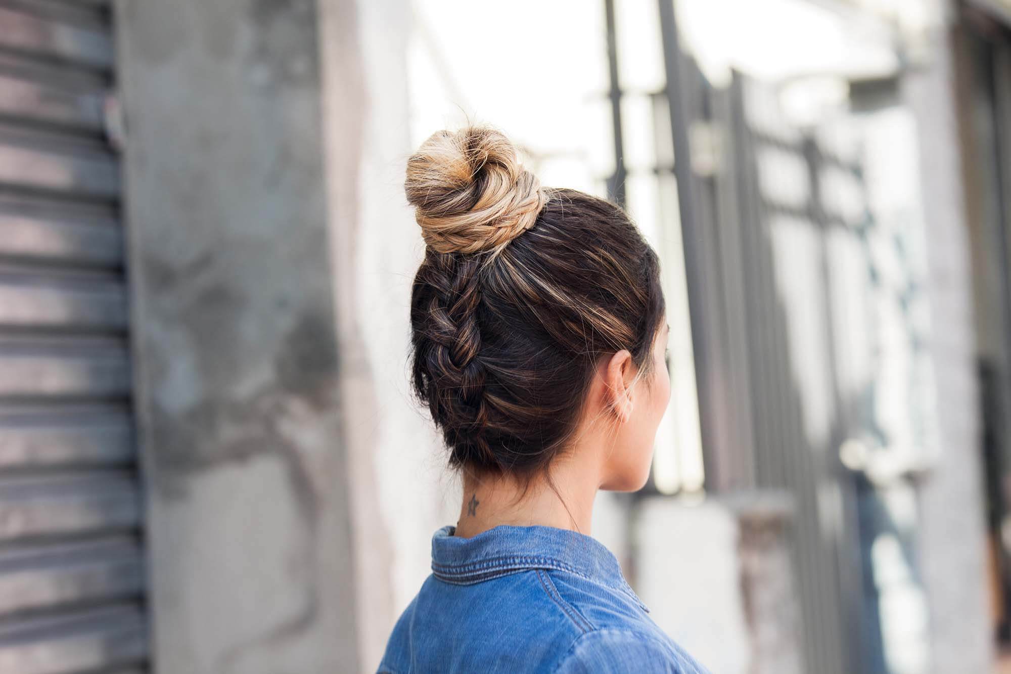 braided updo ombre bun