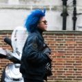 blue hair trend on an afro