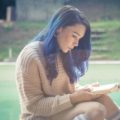 rooted blue hair brunette