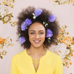 floral afro hair tutorial