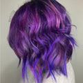 dark purple hair with blue waves