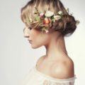bridal hairstyles with flowers on blonde hair
